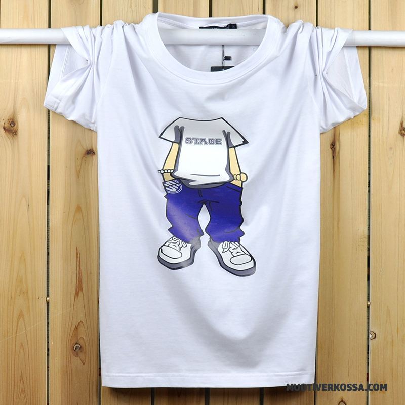 T-shirt Męskie Bawełna Szerokie Bieganie Sportowe Duży Rozmiar Lato Ciemno Niebieski