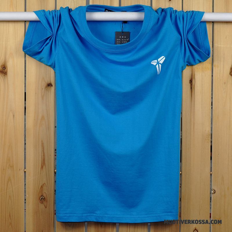 T-shirt Męskie Bawełna Szerokie Bieganie Sportowe Duży Rozmiar Lato Ciemno Niebieski