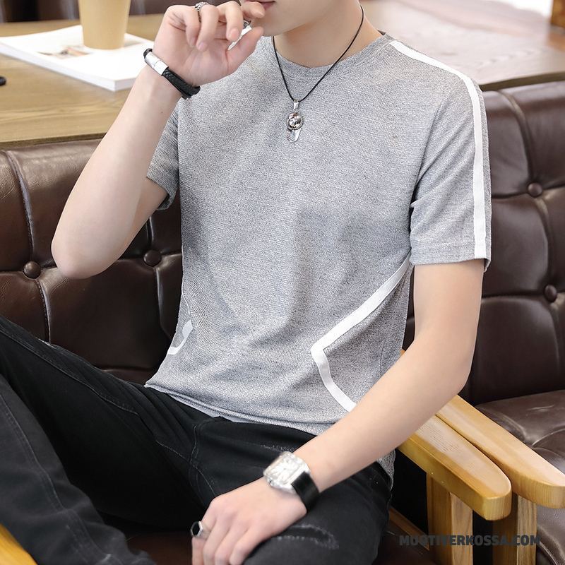 T-shirt Męskie Krótki Rękaw 2018 Topy Nowy Slim Fit Osobowość Szary