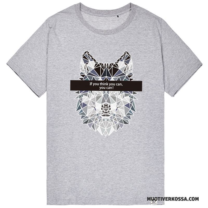 T-shirt Męskie Lato Nastolatek Krótki Rękaw Szerokie Modna Marka Okrągły Dekolt Czarny