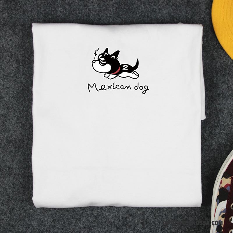 T-shirt Męskie Mały Drukowana Półrękaw Modna Marka Tendencja Zakochani Biały