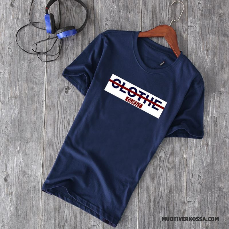 T-shirt Męskie Nowy Krótki Rękaw 2018 Bawełna Lato Okrągły Dekolt Biały