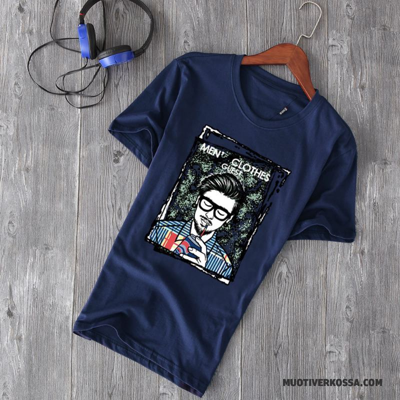 T-shirt Męskie Nowy Krótki Rękaw 2018 Bawełna Lato Okrągły Dekolt Biały