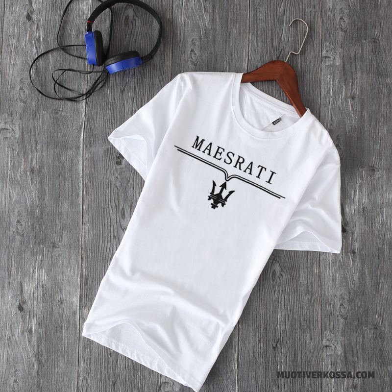T-shirt Męskie Nowy Krótki Rękaw 2018 Bawełna Lato Okrągły Dekolt Biały