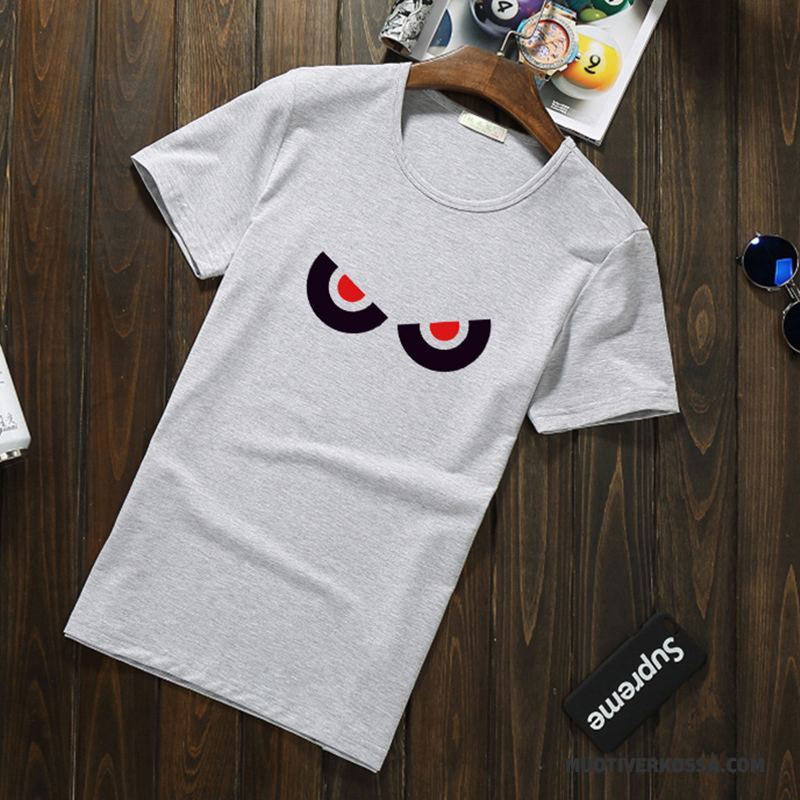 T-shirt Męskie Okrągły Dekolt Mały Krótki Rękaw Lato Student Slim Fit Żółty