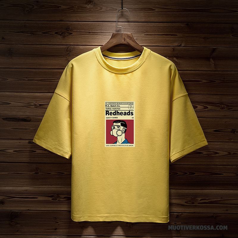 T-shirt Męskie Student Topy 2018 Tendencja Szerokie Lato Żółty