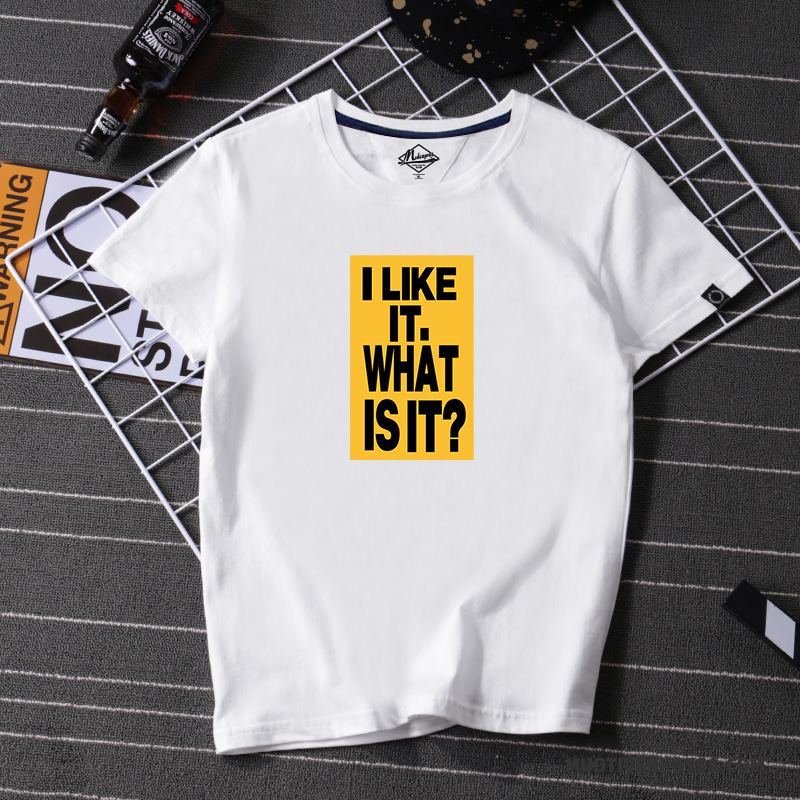 T-shirt Męskie Szerokie Wiosna Okrągły Dekolt Student Nowy Tendencja Czarny