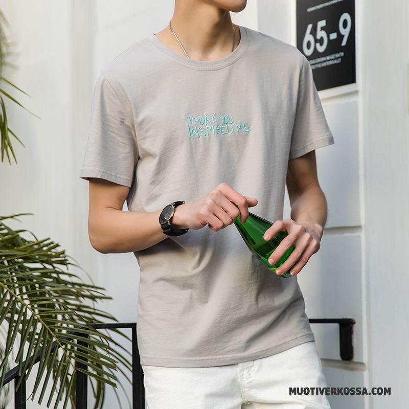 T-shirt Męskie Topy Slim Fit Tendencja Lato Piękny 2018 Brązowy