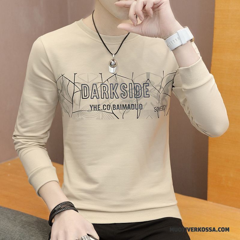 T-shirt Z Długim Rękawem Męskie Lato Bluzy Z Kapturem Jesień Tendencja Topy Długi Rękaw Szary