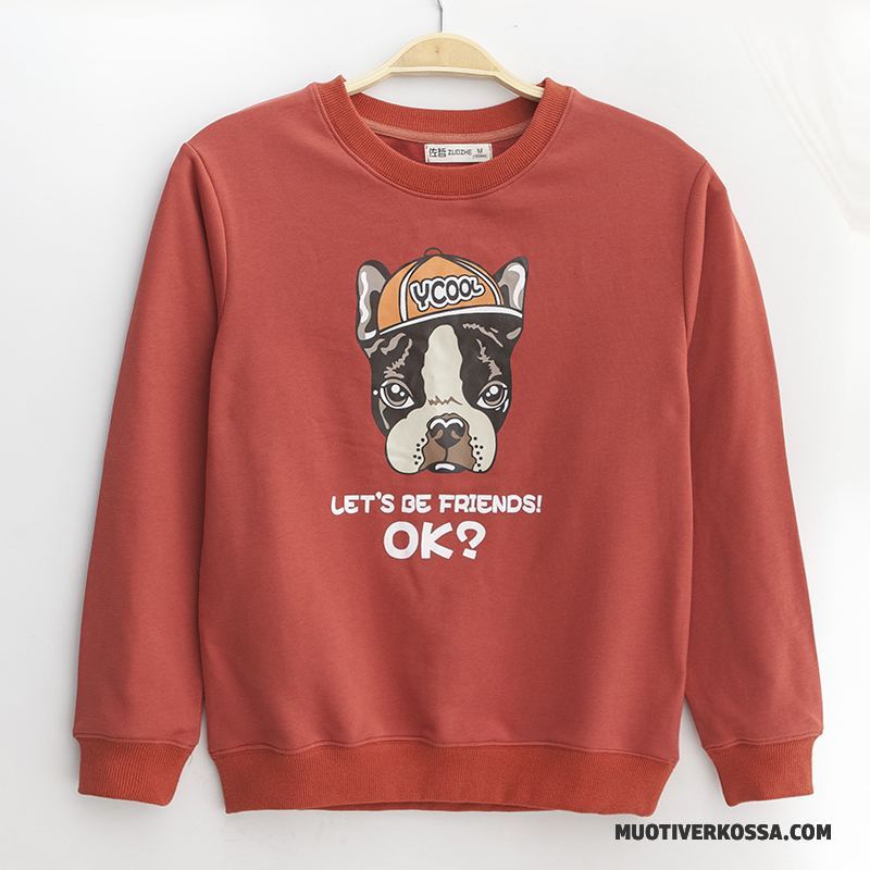 T-shirt Z Długim Rękawem Męskie Student Tendencja Okrągły Dekolt Sportowe Długi Rękaw Pullover Burgund