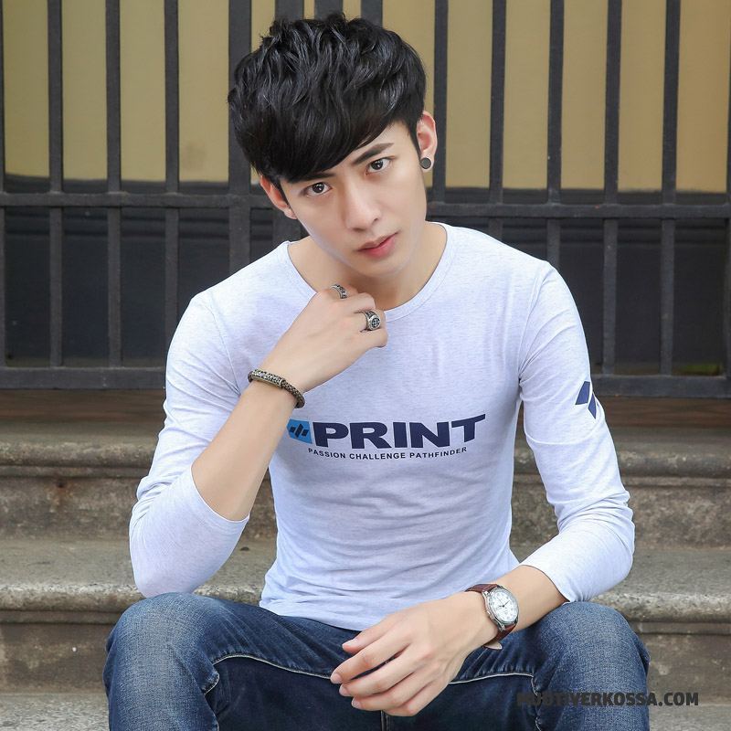 T-shirt Z Długim Rękawem Męskie Topy Podkoszulek Lato Mały Jesień Wiosna Biały