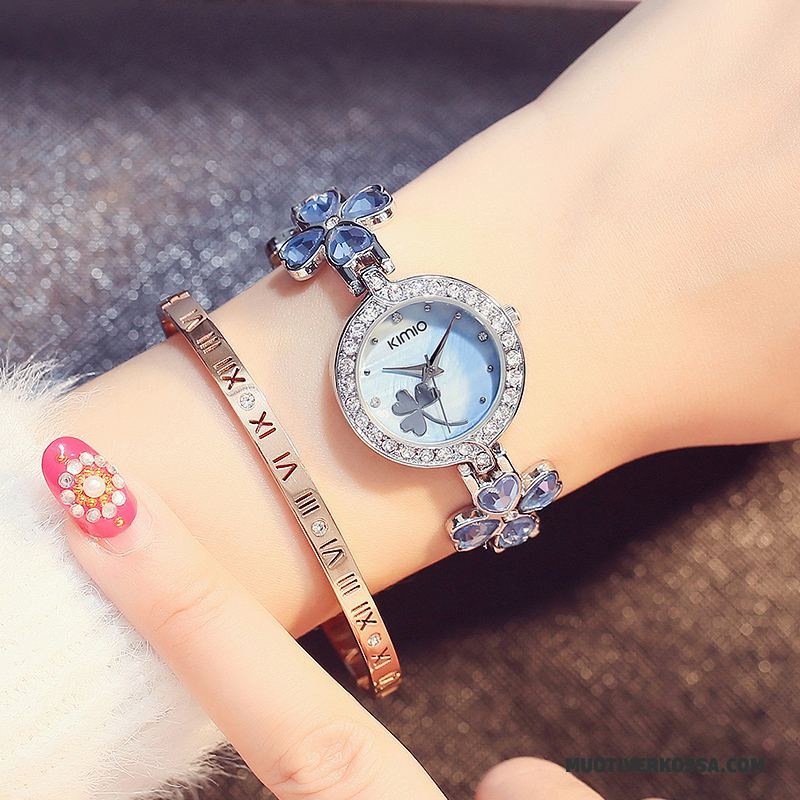 Zegarek Damskie Vintage Dziewczynka Zegarek Na Rękę Eleganckie Student Casual Niebieski