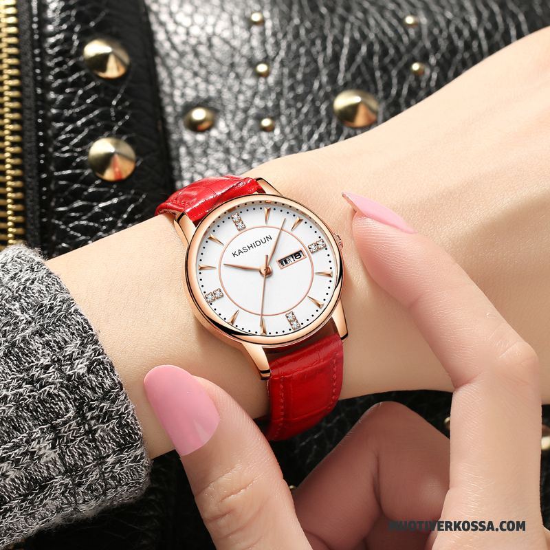 Zegarek Damskie Wodoodporny Moda Student Zegarek Na Rękę Paski Damska Róża Złoty Biały Czerwony