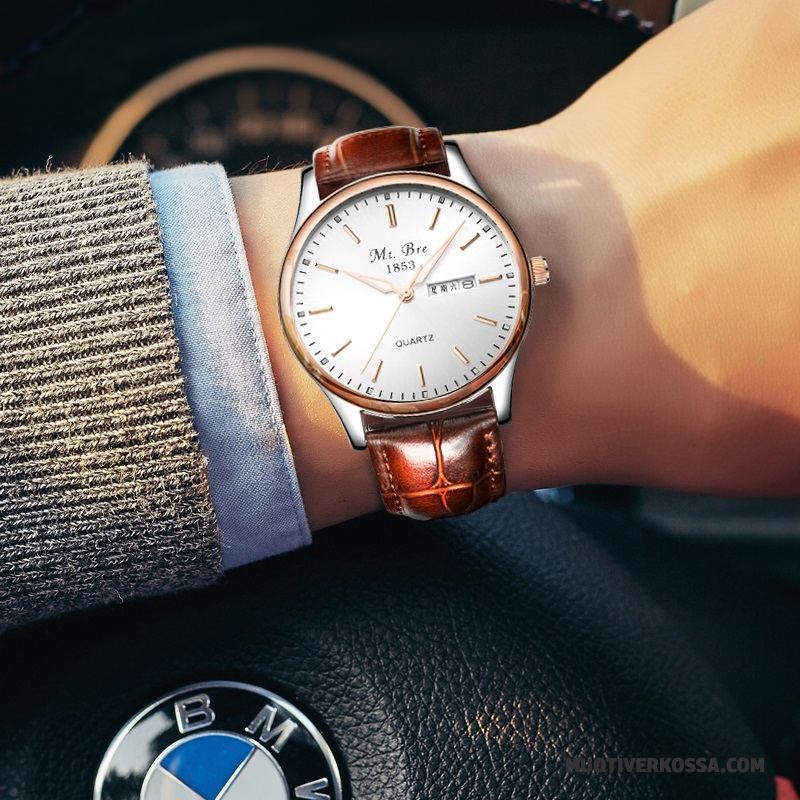 Zegarek Męskie Automatycznie Trendy Prawdziwa Skóra Zegarek Na Rękę Koronka Nowy Brązowy