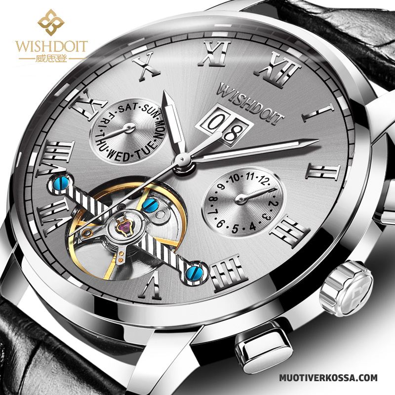 Zegarek Męskie Moda Oryginalne Świecące Automatycznie Zegarek Na Rękę Trendy Niebieski Złoty