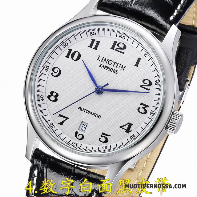 Zegarek Męskie Paski Casual Zegarek Na Rękę Rhinestone Automatycznie Kawowy Biały