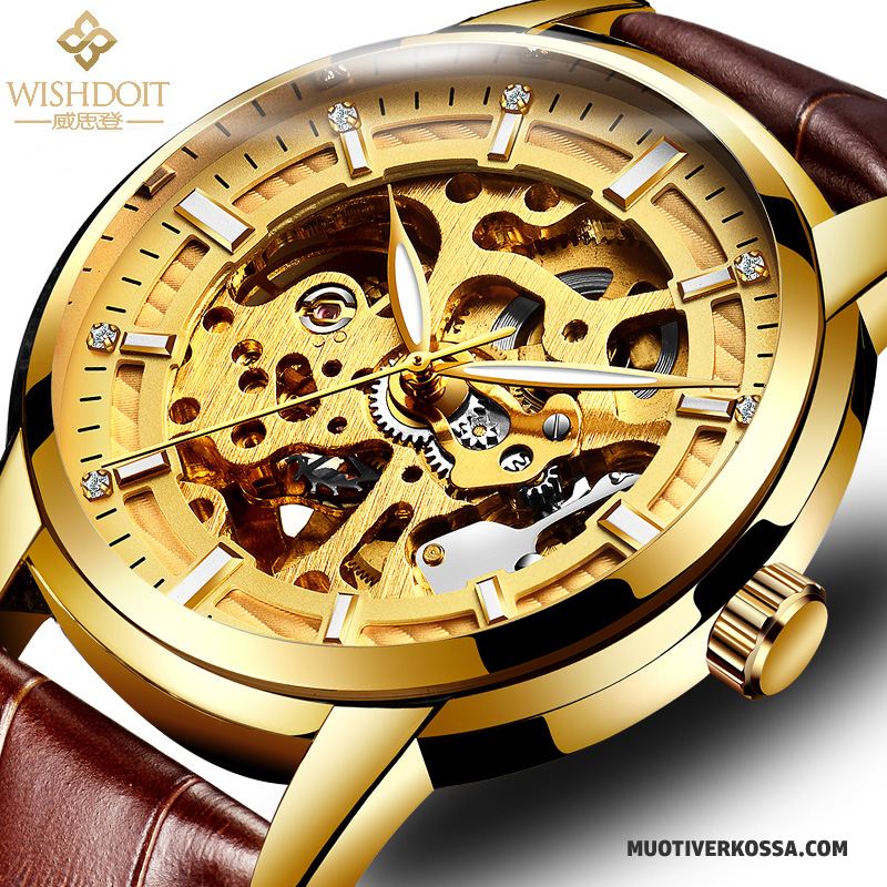 Zegarek Męskie Student Koronka Świecące Moda Zegarek Na Rękę Automatycznie Złoty Czarny