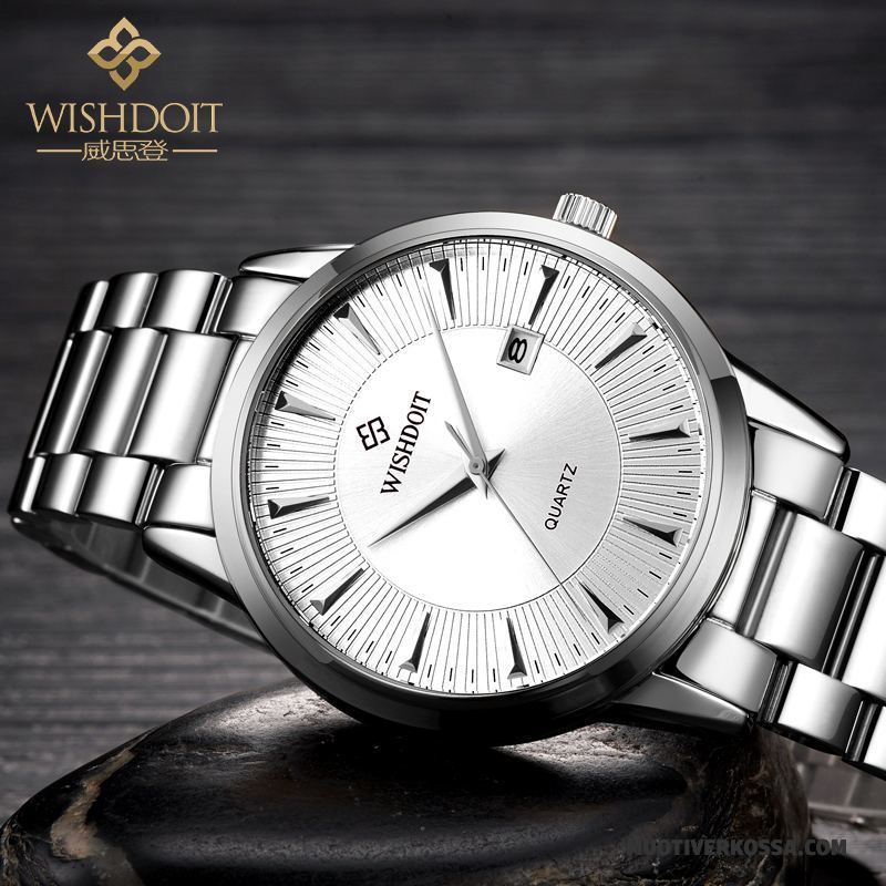 Zegarek Męskie Trendy Wodoodporny Oryginalne Podwójny Kalendarz Zegarek Na Rękę Moda Biały Czarny
