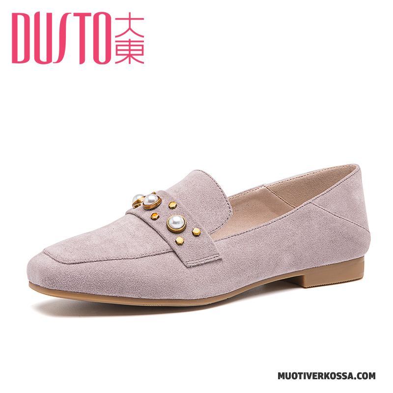 Mokasyny Damskie Vintage Loafers 2018 Casual Buty Wiosna Fioletowy