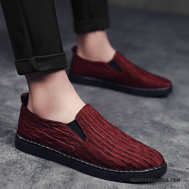 Mokasyny Męskie Tendencja Loafers Casual Skórzane Buty 2018 Brytyjski Burgund