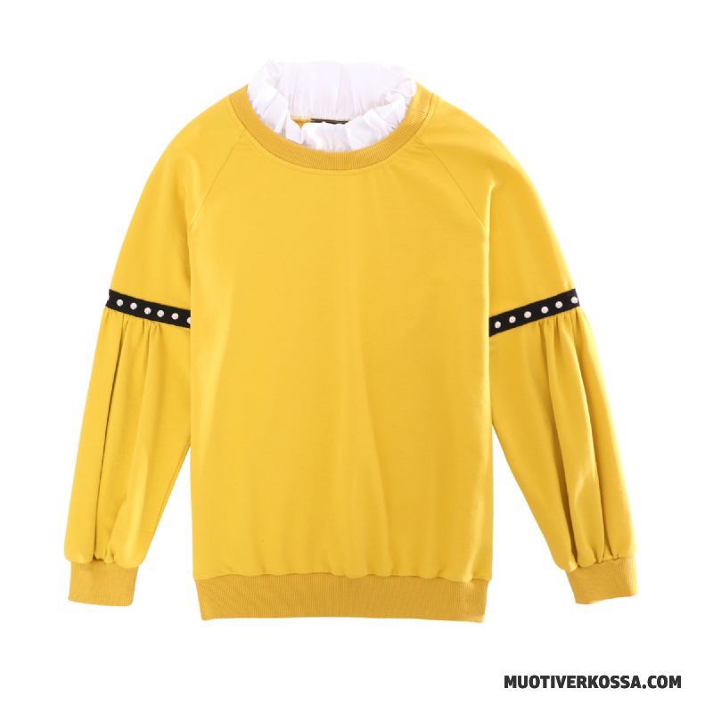 T-shirt Z Długim Rękawem Damskie Wiosna Topy Długi Rękaw Jesień Legginsy 2018 Żółty
